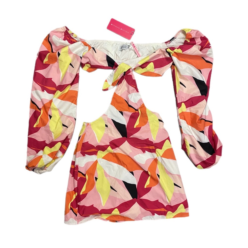 EVYLON PINK MINI DRESS WITH LONG SLEEVES
